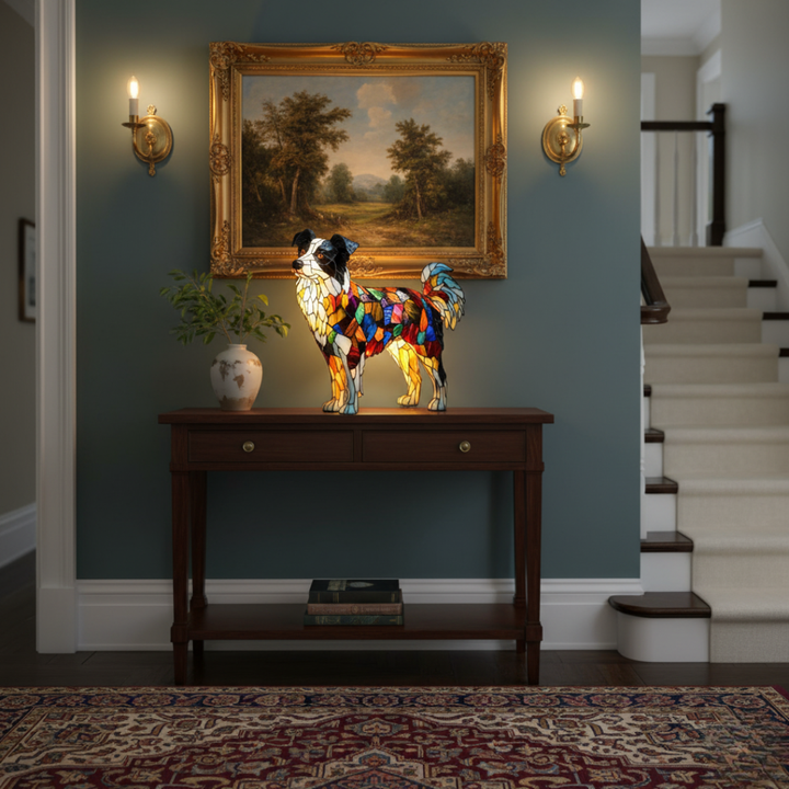 Chien Gracieux – Lampe en Vitrail