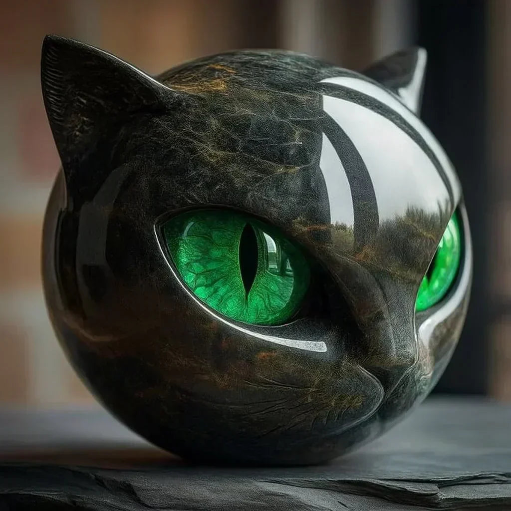 Sculpture Féline - lampe en vitrail