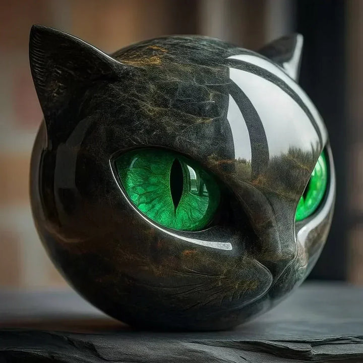 Sculpture Féline - lampe en vitrail