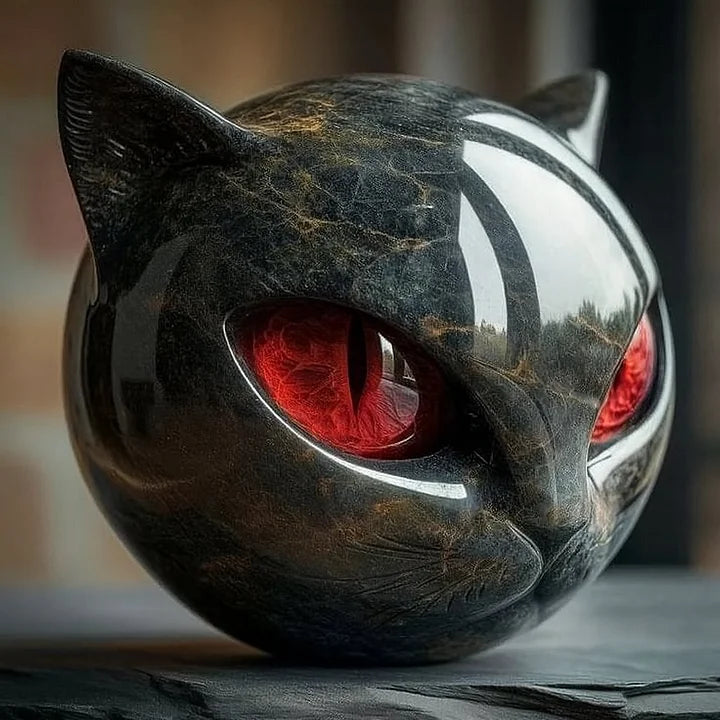 Sculpture Féline - lampe en vitrail