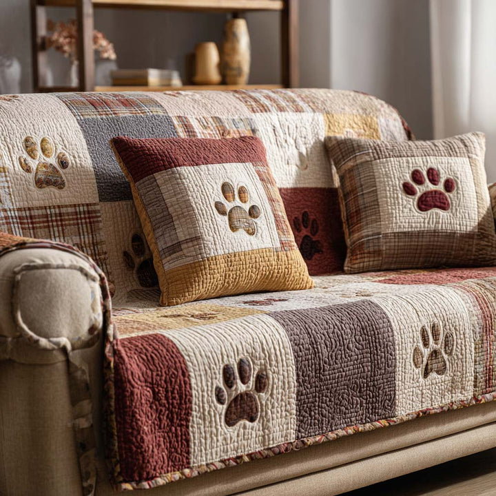 Housse de canapé matelassée – Empreintes de pattes