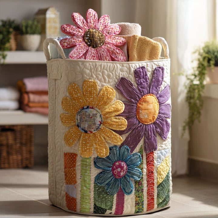Panier à linge matelassé – Fleurs vintage – vue 1