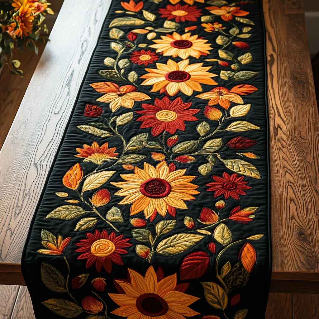 Chemin de table matelassé - Tournesols d'Automne