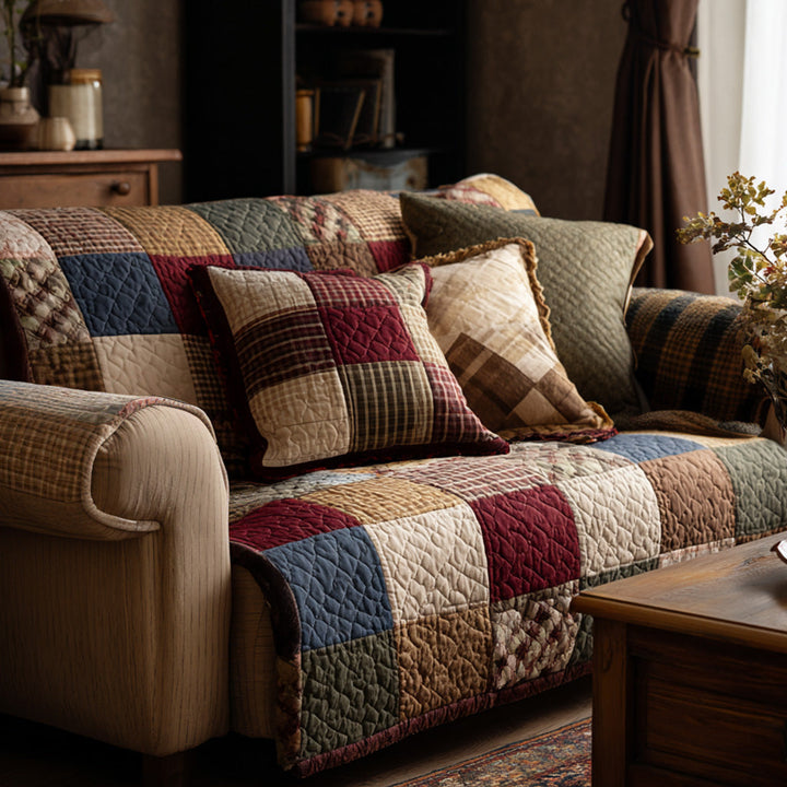 Housse de canapé matelassée – Patchwork rustique