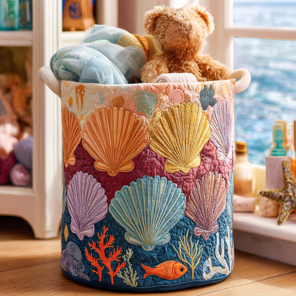 Panier à linge matelassé – Motif marin – vue 4
