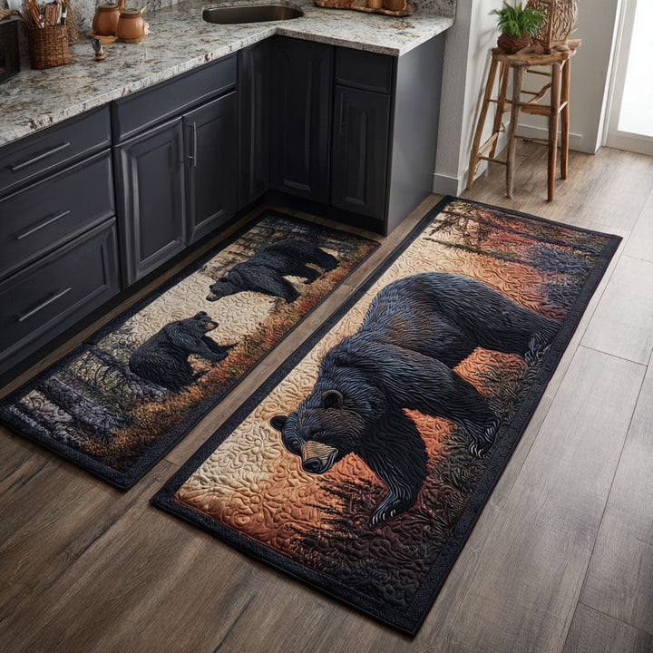 Tapis de cuisine antidérapant – Ours et paysage naturel