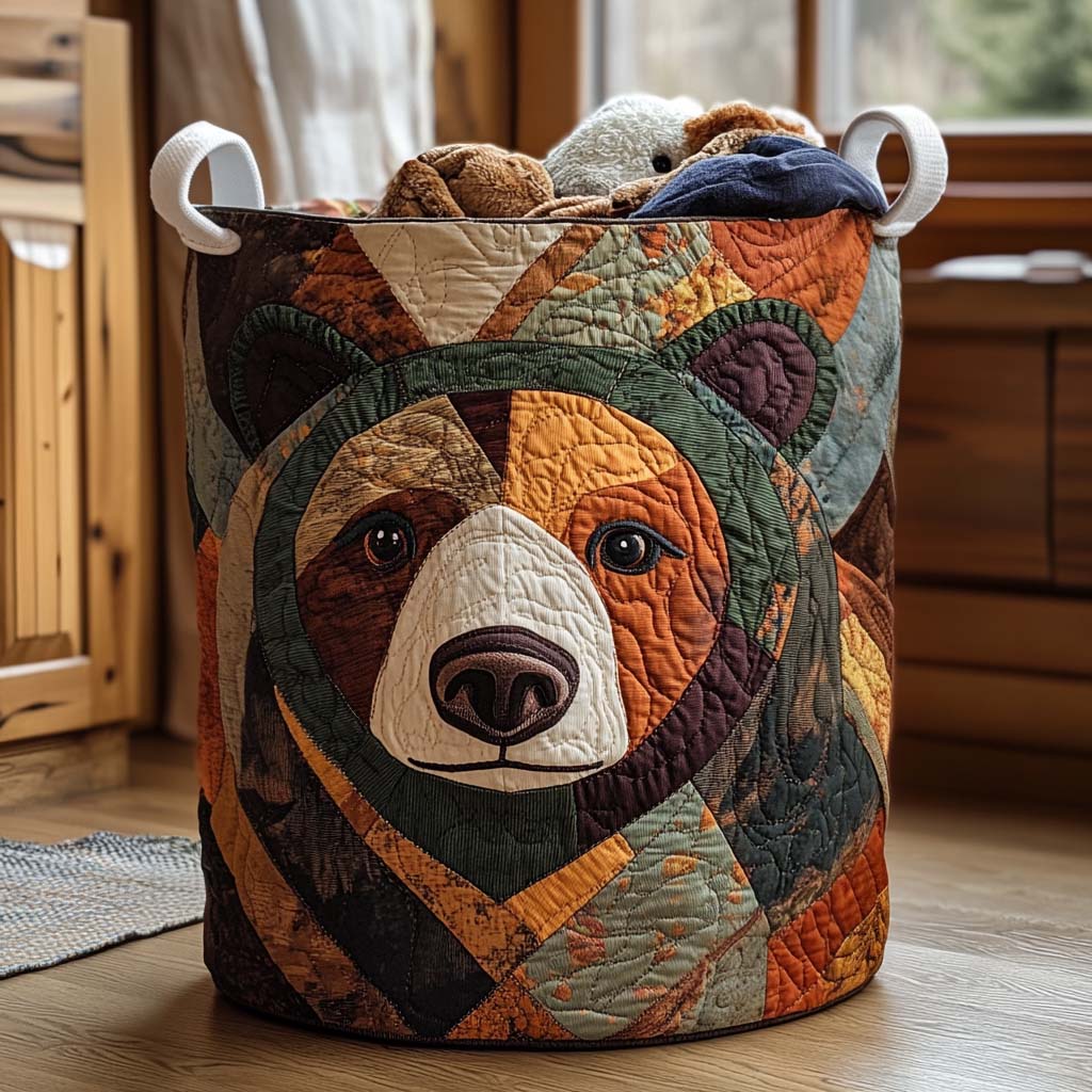 Panier à linge matelassé – Traces d’ours – vue 1