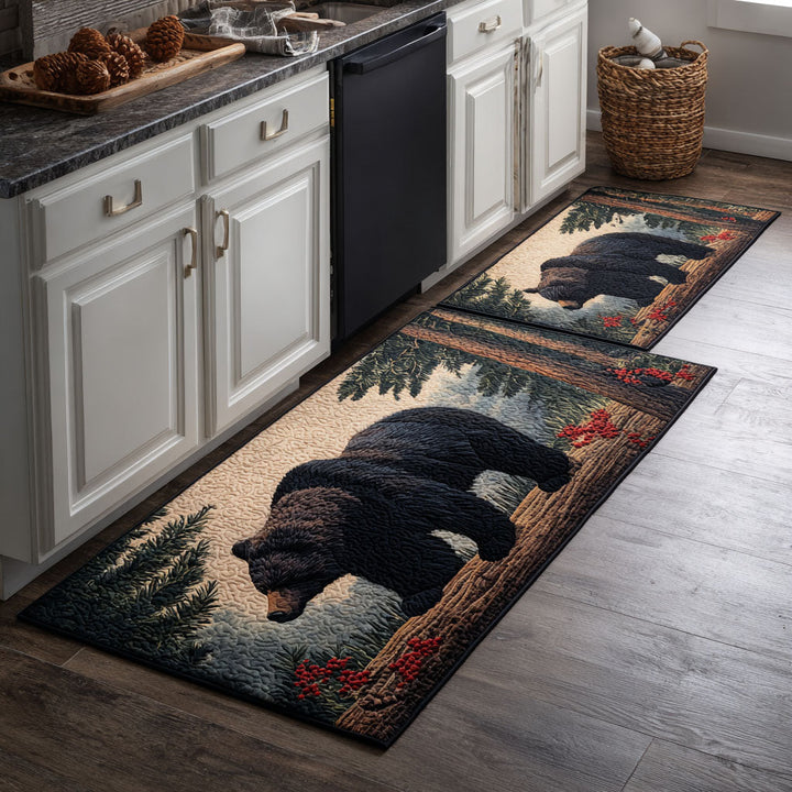 Tapis de cuisine antidérapant – Ours et paysage naturel
