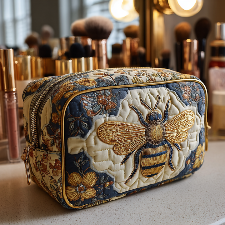 Trousse de maquillage matelassée abeille décorative – vue 1 – Maria Milano