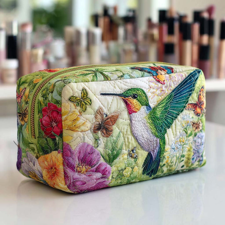 Trousse de maquillage matelassée fleurs en mouvement – vue 1 – Maria Milano