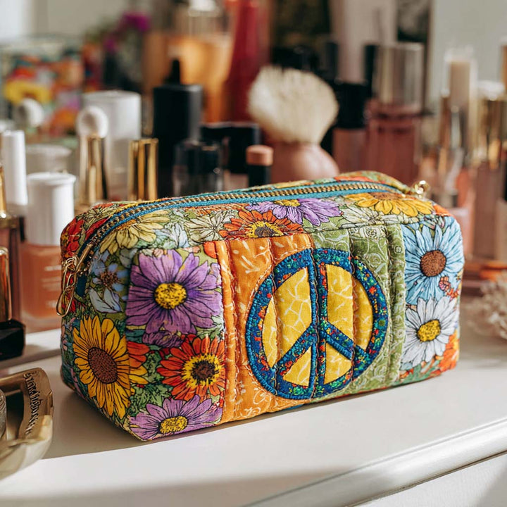 Trousse de maquillage matelassée combi fleuri de la paix – vue 1 – Maria Milano