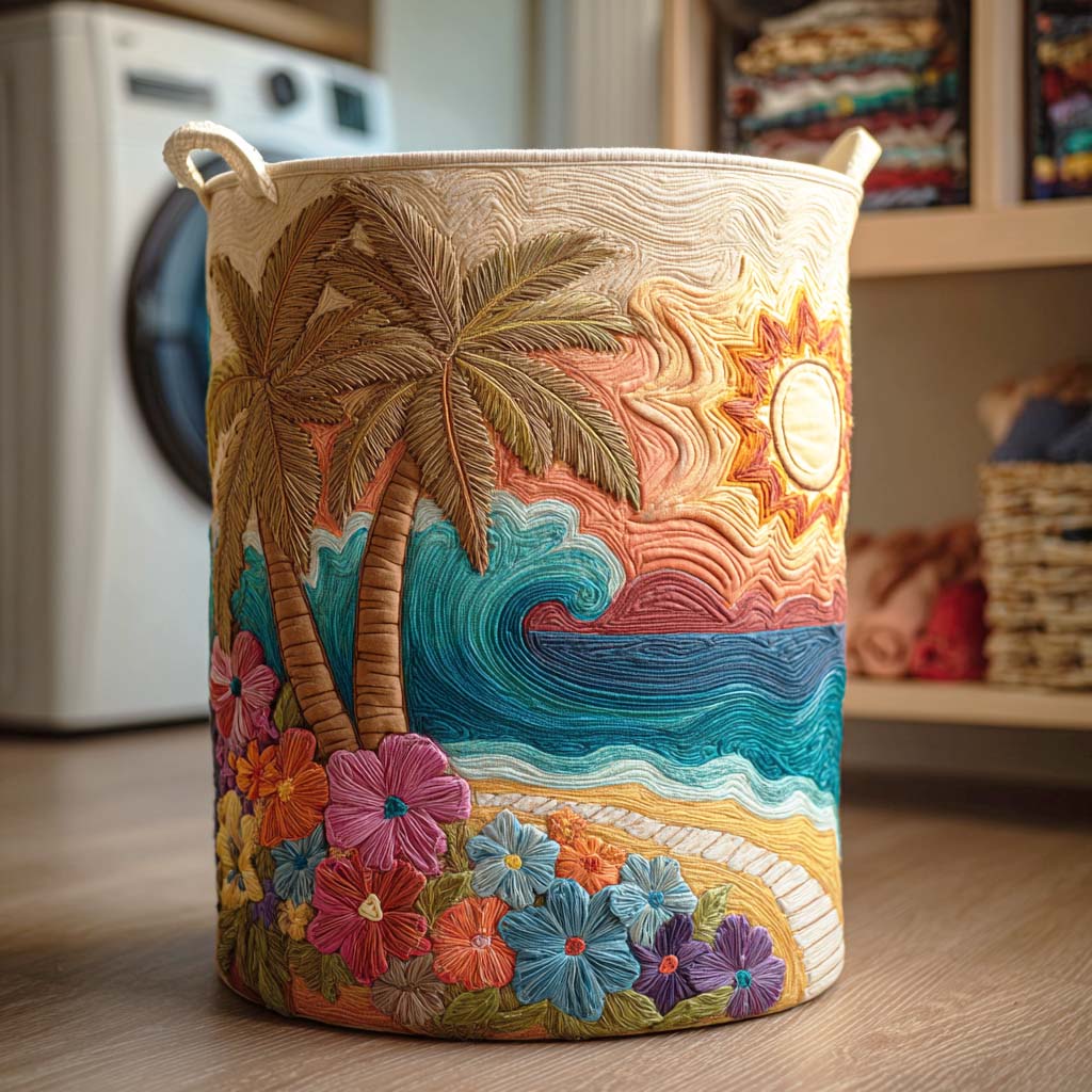 Panier à linge matelassé – Motif marin – vue 7