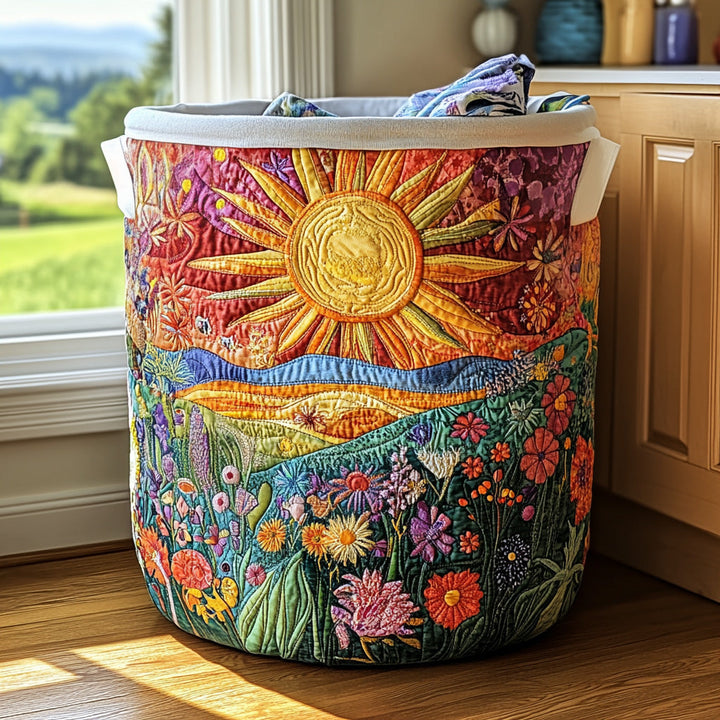 Panier à linge matelassé – Motif floral – vue 1