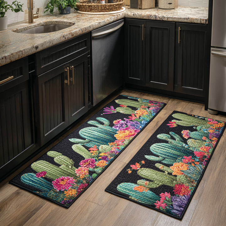 Tapis de cuisine antidérapant – Cactus en fleurs