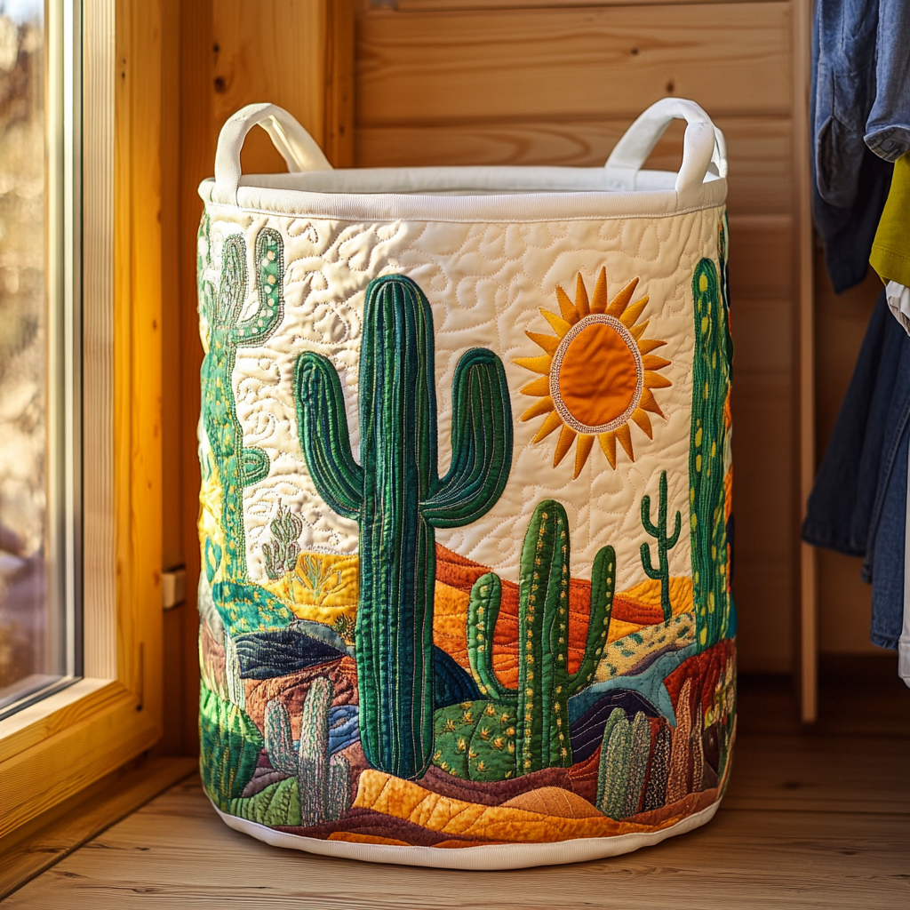 Panier à linge matelassé – Cactus – vue 1