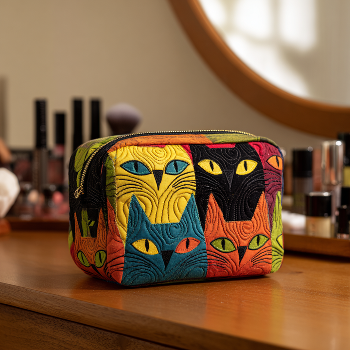 Trousse de maquillage matelassée chat magique – vue 1 – Maria Milano
