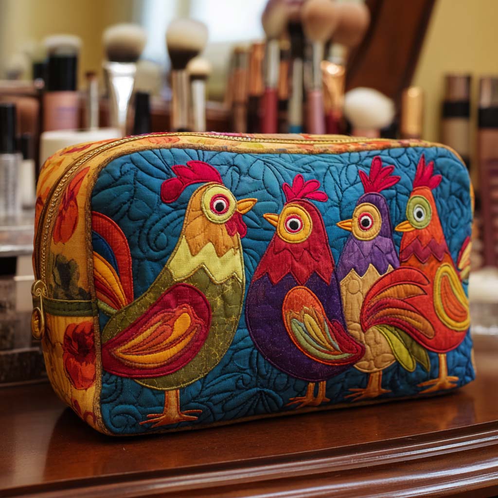 Trousse de maquillage matelassée poule attendrissante – vue 1 – Maria Milano