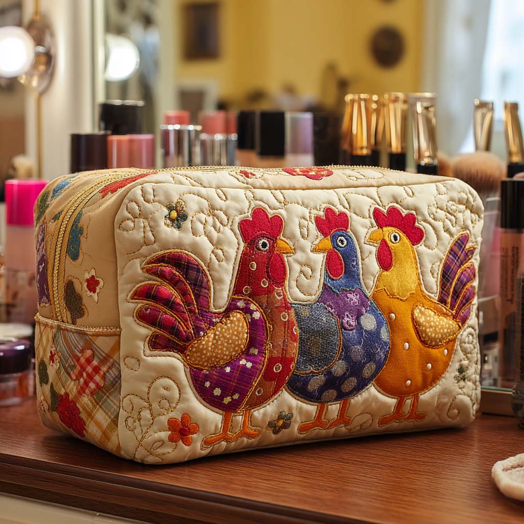 Trousse de maquillage matelassée poule rêveuse – vue 1 – Maria Milano