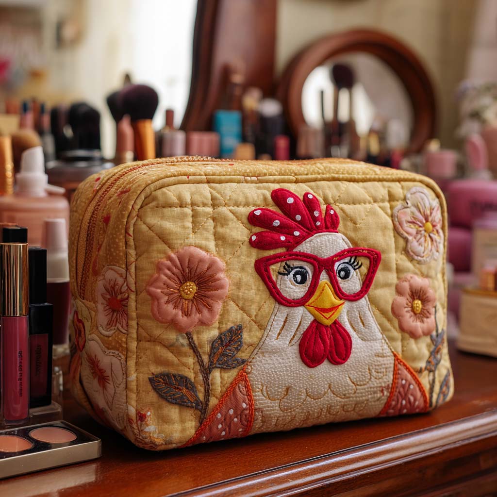 Trousse de maquillage matelassée poule lumineuse – vue 1 – Maria Milano