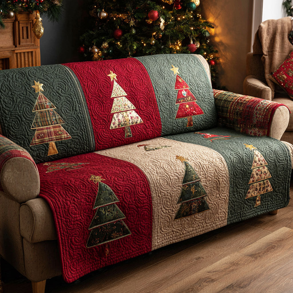 Housse de canapé matelassée – Pins de Noël – image 1