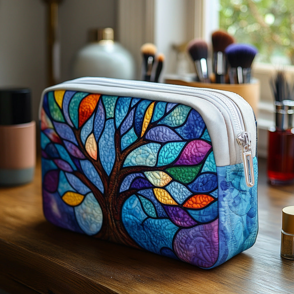 Trousse de maquillage matelassée arbre de vie – vue 1 – Maria Milano
