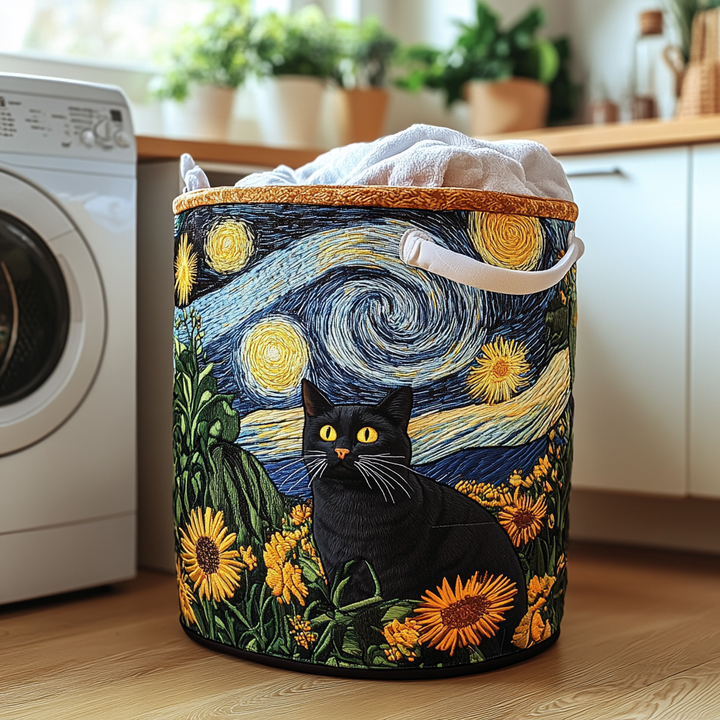 Panier à linge matelassé – Chat curieux – vue 1