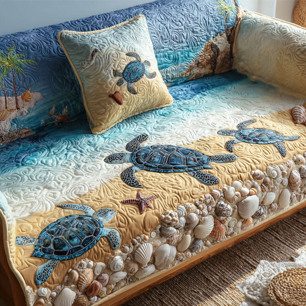 Housse de canapé matelassée – Motif côtier – image 1