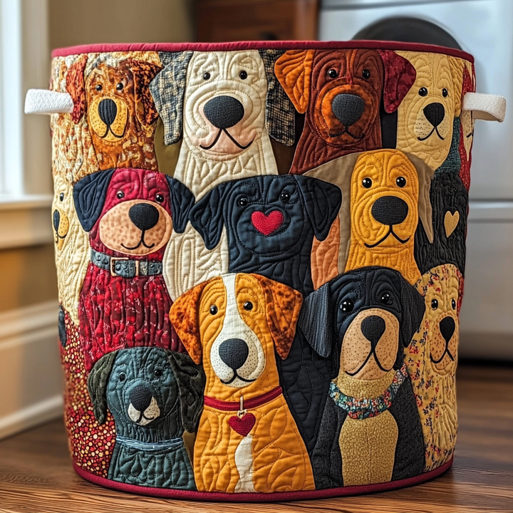 Panier à linge matelassé – Motif chiens – vue 4