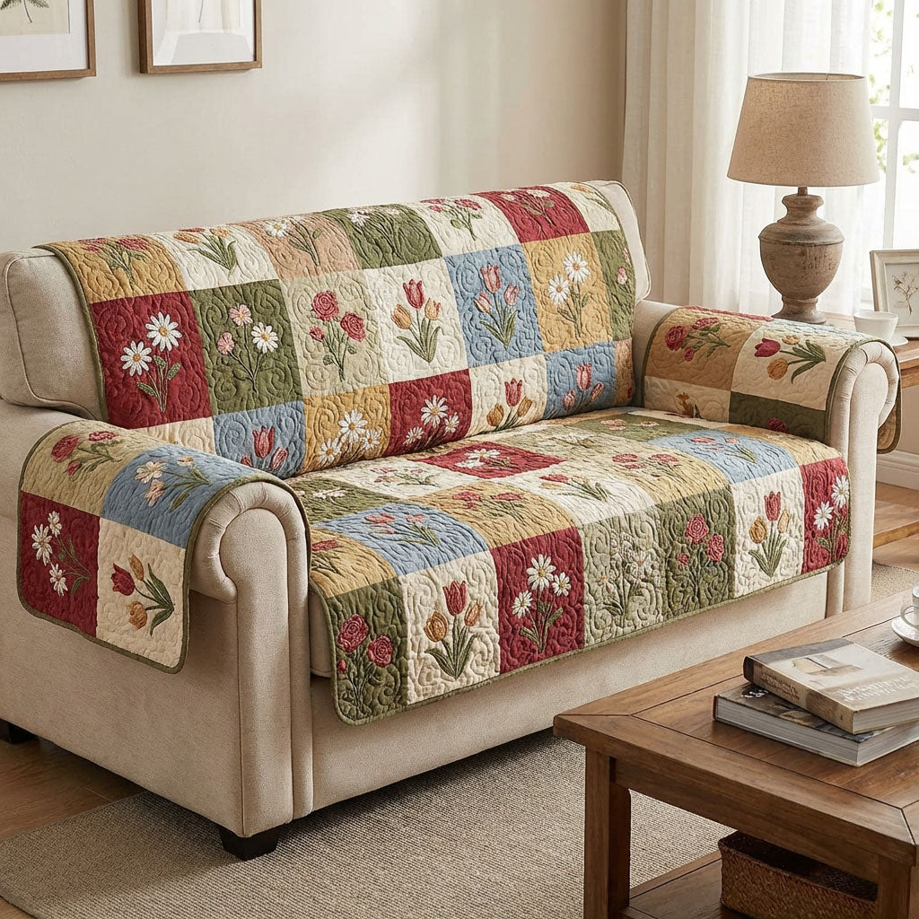 Housse de canapé matelassée – Patchwork cottage – image 1