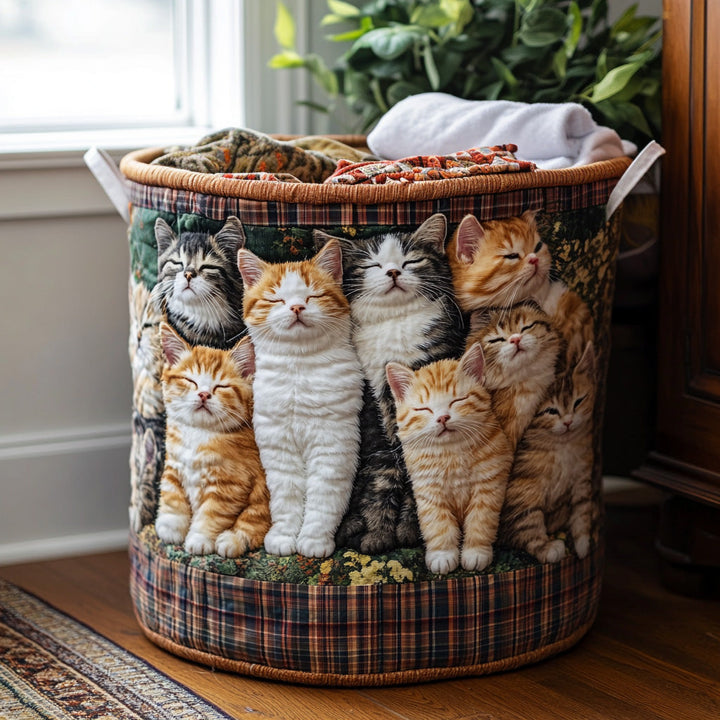 Panier à linge matelassé – Chat chaleureux – vue 1