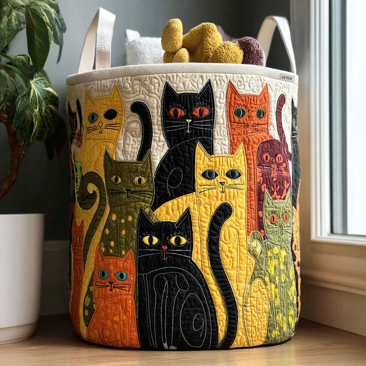 Panier à linge matelassé – Chat chaleureux