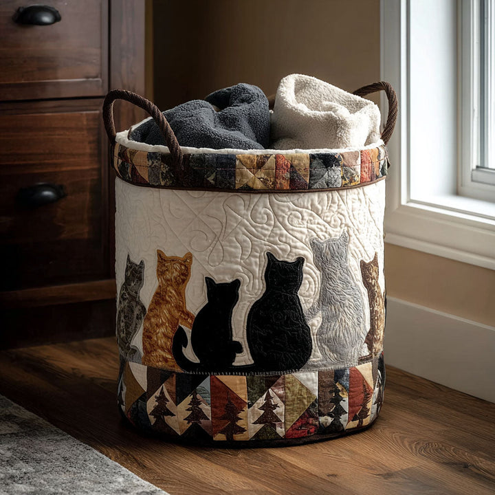 Panier à linge matelassé – Chat chaleureux – vue 1
