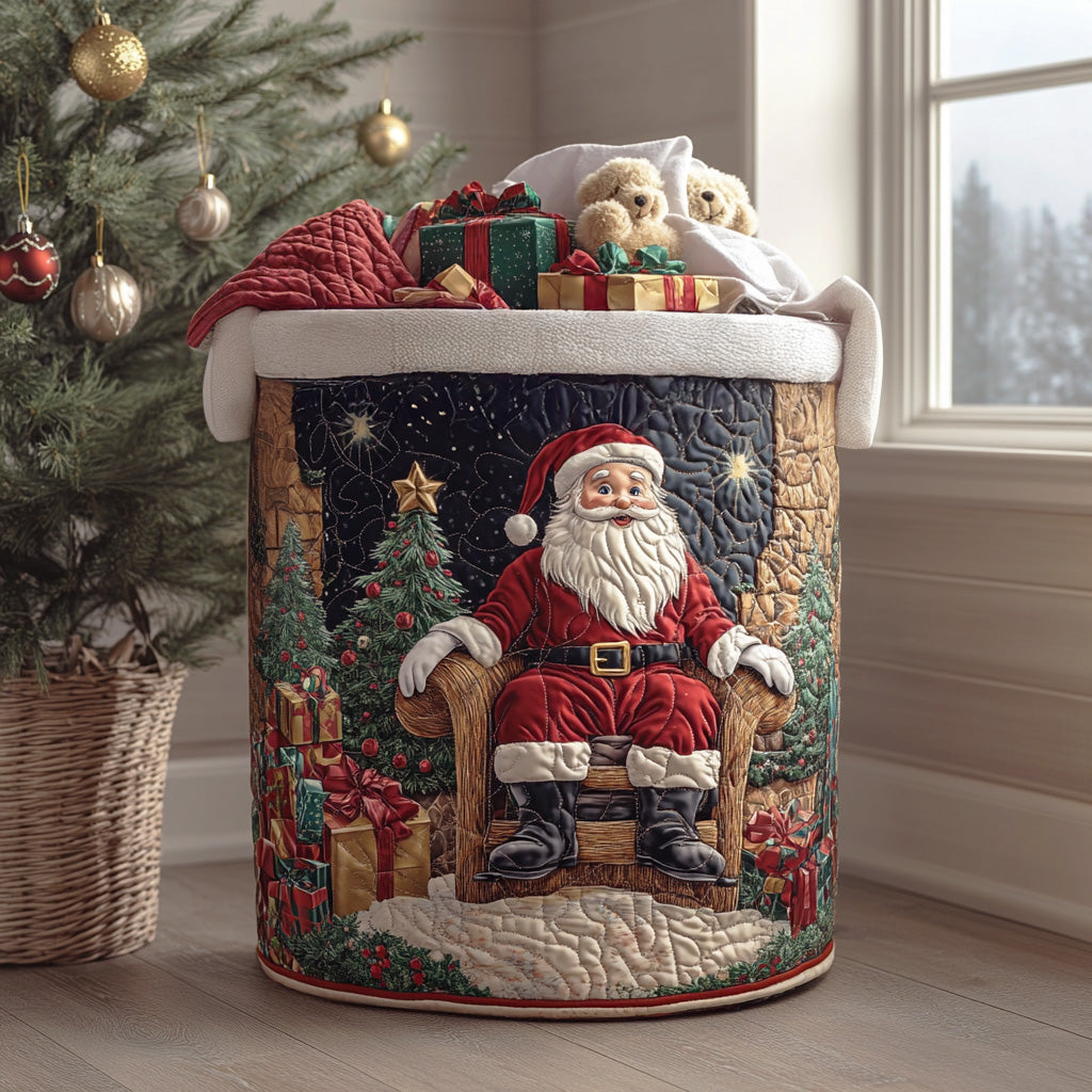 Panier à linge matelassé – Motif de Noël