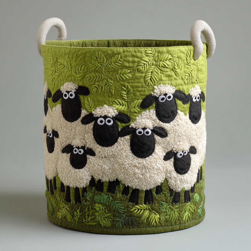 Panier à linge matelassé – Petit mouton – vue 1
