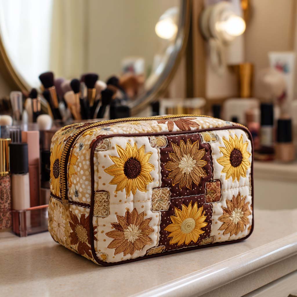 Trousse de maquillage matelassée soleil lumineux – vue 1 – Maria Milano