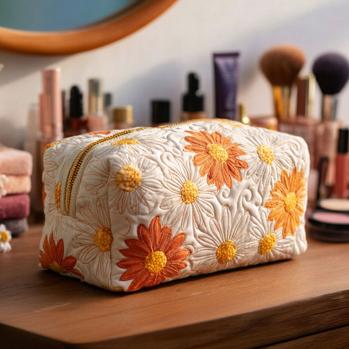 Trousse de maquillage matelassée motif floral – vue 1 – Maria Milano