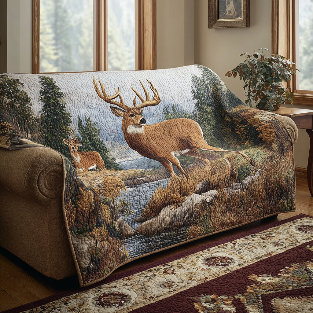 Housse de canapé matelassée – Cerfs