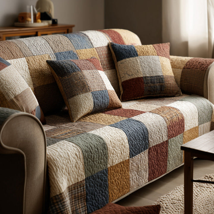 Housse de canapé matelassée – Patchwork rustique