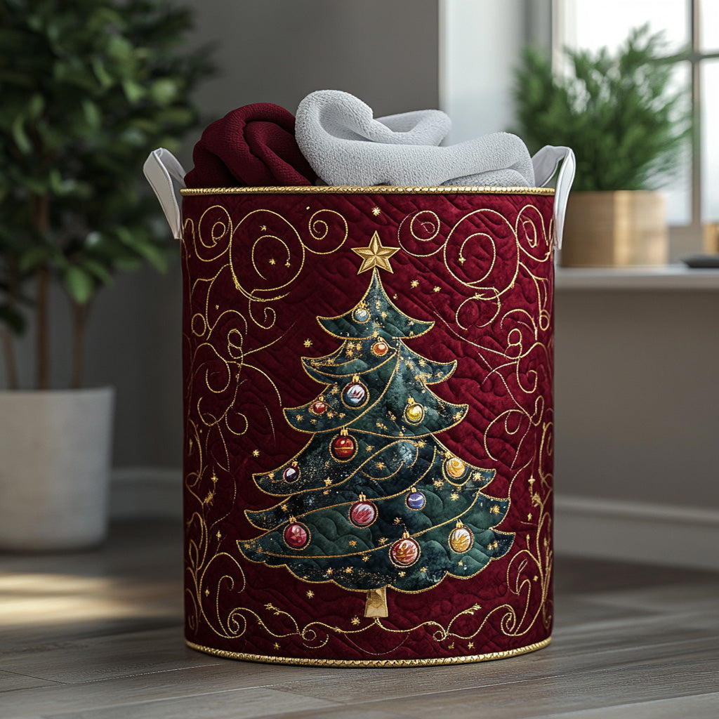 Panier à linge matelassé – Motif de Noël – vue 1