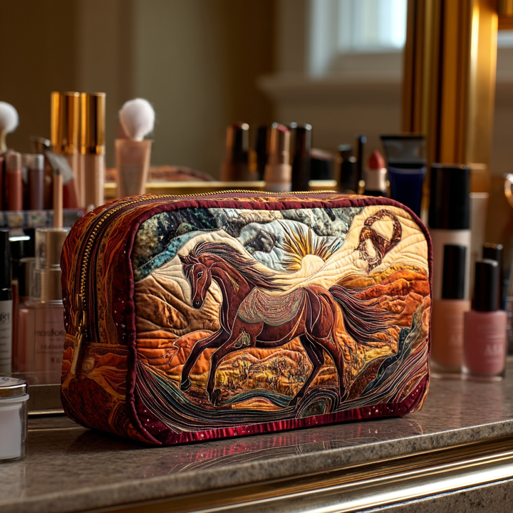 Trousse de maquillage matelassée cheval fougueux – vue 1 – Maria Milano