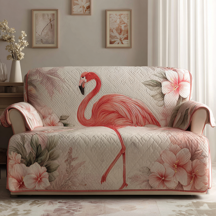 Housse de canapé matelassée – Flamants roses – image 1