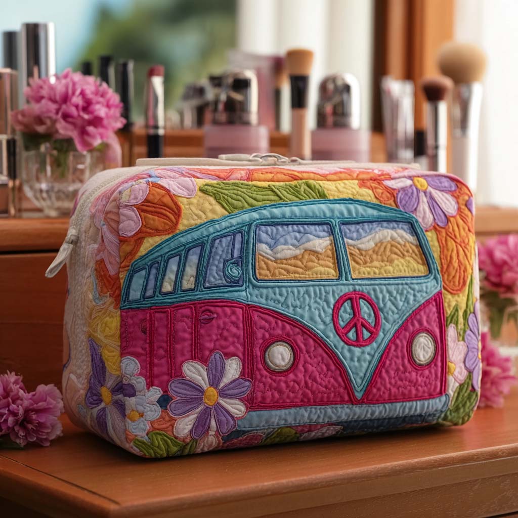 Trousse de maquillage matelassée combi fleuri – vue 1 – Maria Milano