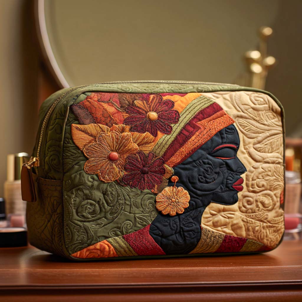 Trousse de maquillage matelassée fleurs délicates – vue 1 – Maria Milano