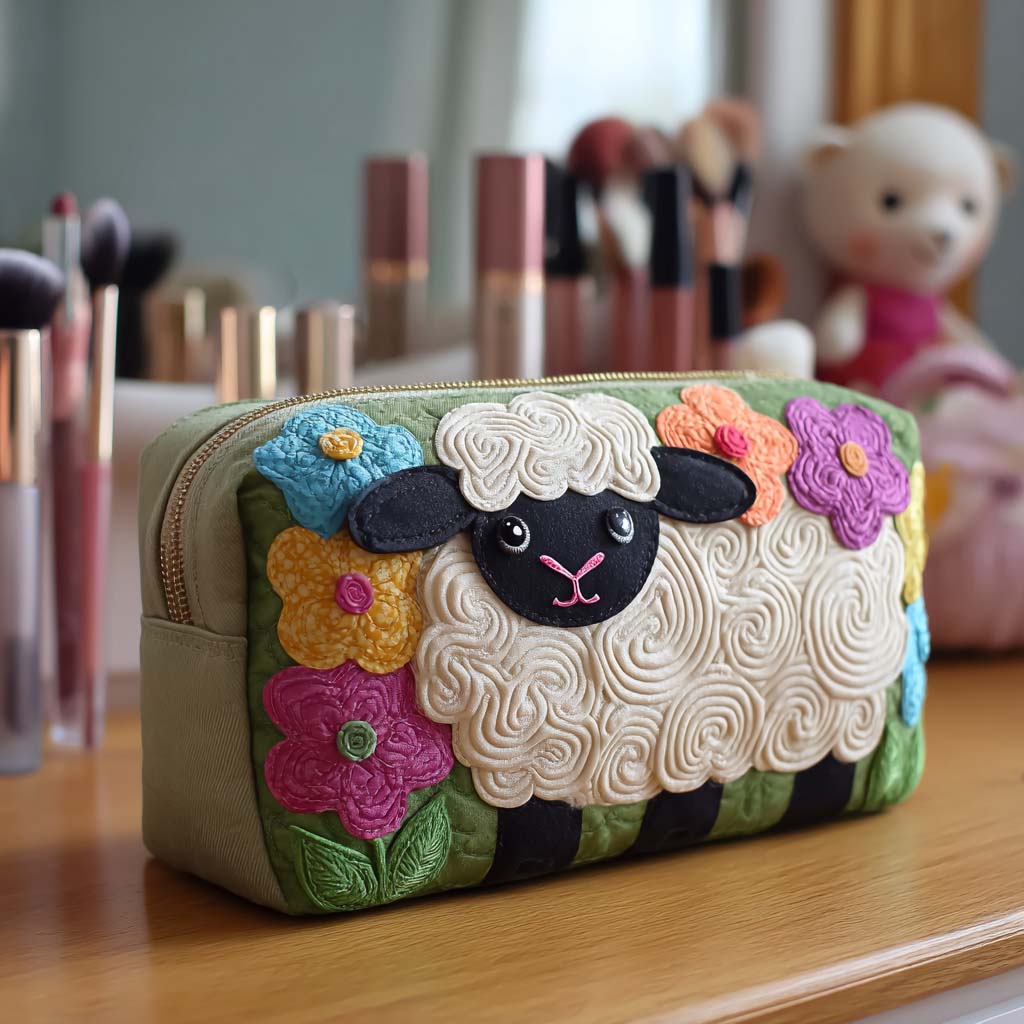 Trousse de maquillage matelassée motif floral – vue 1 – Maria Milano