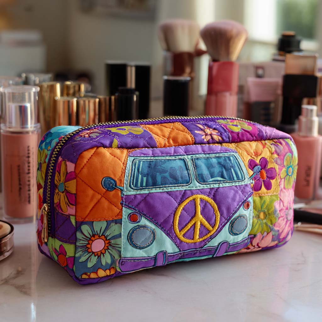 Trousse de maquillage matelassée fleurs style années 70 – vue 1 – Maria Milano