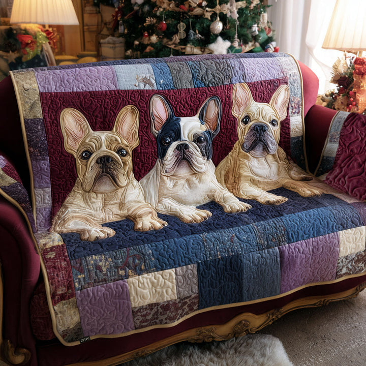 Housse de canapé matelassée – Bouledogue français – image 1