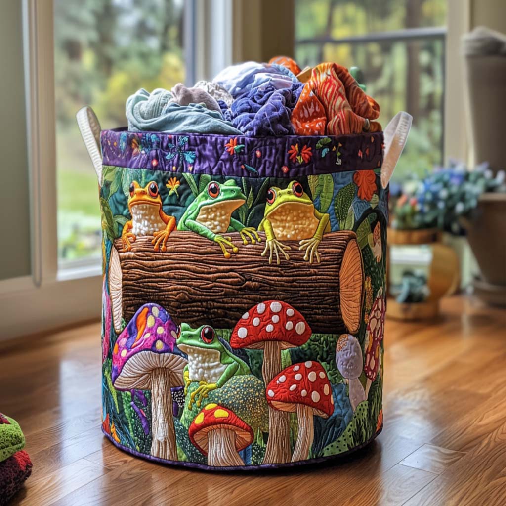 Panier à linge matelassé – Grenouilles joyeuses – vue 1