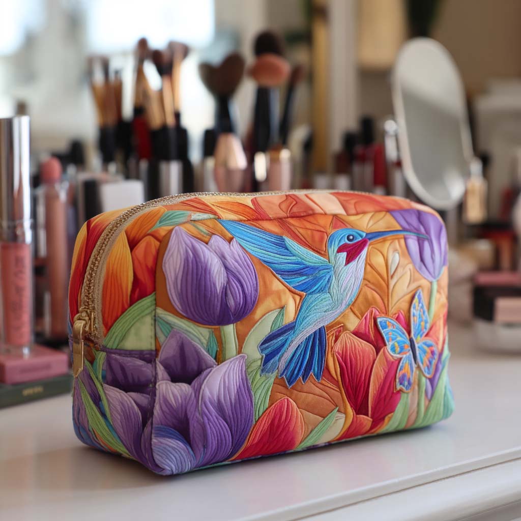 Trousse de maquillage matelassée jardin lumineux – vue 1 – Maria Milano