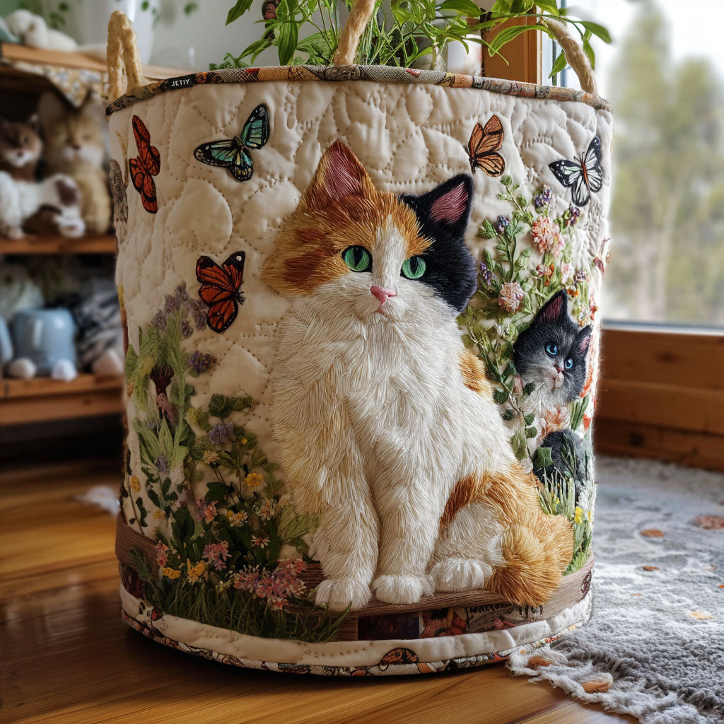 Panier à linge matelassé – Motif floral – vue 1