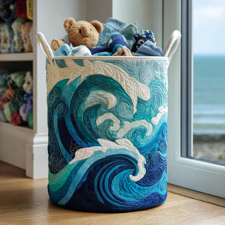 Panier à linge matelassé – Motif marin – vue 1